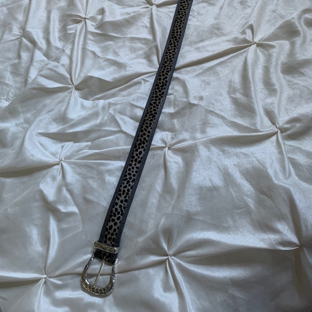 NWOT Brighton Gray Leather Leopard Print Belt sz M